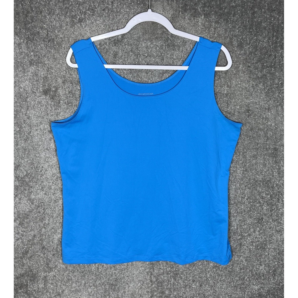Christopher & Banks Tank Top Womens Size XL Blue Nylon Stretch Scoop Neck‎